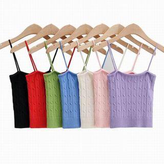 Cropped Cable Knit Camisole Top