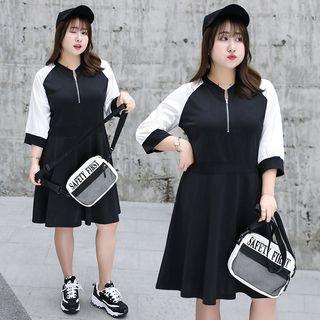3/4-sleeve Raglan A-line Dress