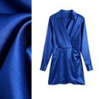 Long Sleeve V-neck Satin Dress