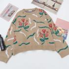 Flower Print Sweater Sweater - Camel - One Size