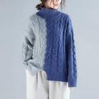 Turtleneck Cable Knit Sweater As Shown In Figure - One Size