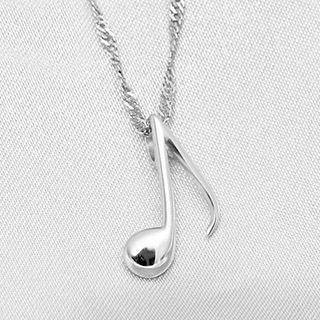 Musical Note Sterling Silver Pendant Necklace