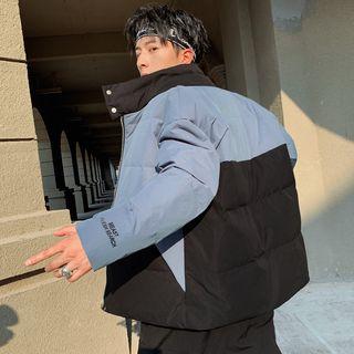 Color Panel Lettering Padded Jacket