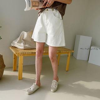 Tab-waist Wide-leg Shorts Ivory - One Size