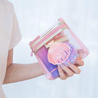 Scallop Print Transparent Zip Pouch