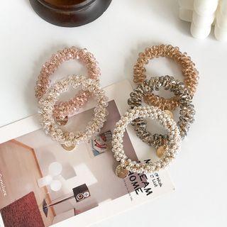 Lettering Disc Bead Hair Tie