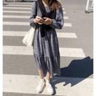 Long-sleeve Floral Chiffon Dress / Shawl