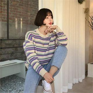 Striped Rib-knit Sweater