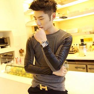 Faux Leather Paneled Top