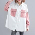 Color Block Shirt Pink & White - One Size