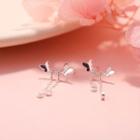 Sterling Silver Fringed Butterfly Stud Earring 1 Pair - Silver - One Size