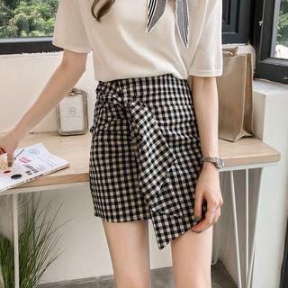 Plaid Knot A-line Skirt