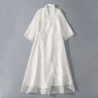 Traditional Chinese Elbow-sleeve Mesh Overlay Dress