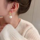 Faux Pearl Rhinestone Dangle Earring 1 Pair - Gold & Off-white - One Size