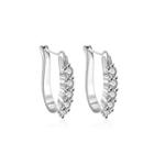 Elegant Fashion Geometric Cubic Zircon Stud Earrings Silver - One Size