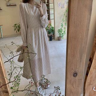 Tie-back Floral Chiffon Long Dress