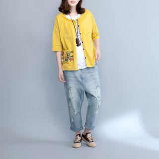Printed Elbow Sleeve Jacket