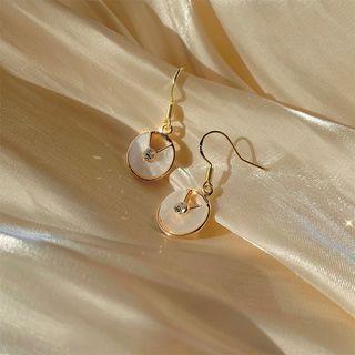 Rhinestone Shell Disc Dangle Earring