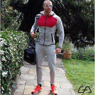 Sports Set: Color Block Hooded Zip Sweatshirt + Sweatpants