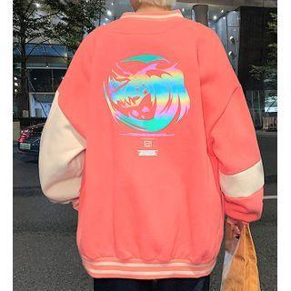 Graphic Print Baseball Jacket