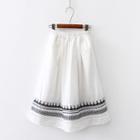 Embroidered A-line Skirt White - One Size