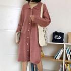Long-sleeve Midi Knit Shirtdress