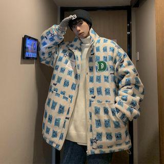 Cartoon Print Oversized Zip Jacket