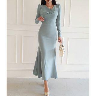 Cowl-neck Maxi Knit Mermaid Dress