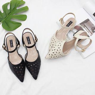 Chunky Heel Cutout Pointy-toe Shoes