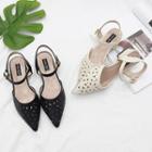Chunky Heel Cutout Pointy-toe Shoes