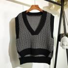 Printed Knit Vest Black - One Size