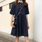 Short-sleeve A-line Collared Dress