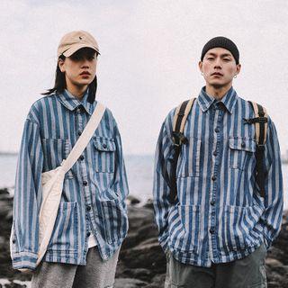 Couple Matching Striped Denim Jacket