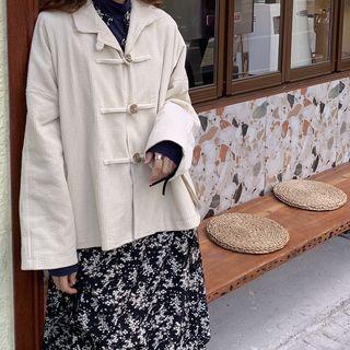 Plain Corduroy Coat Almond - One Size