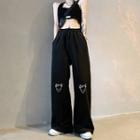 Lettering Chained Wide Leg Pants