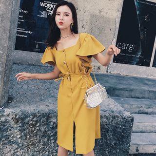 Set: Plain Short Sleeve Top + Plain Midi Skirt