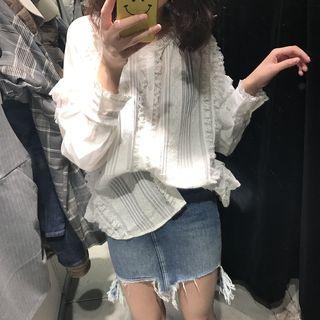 Lace Panel Pintuck Blouse