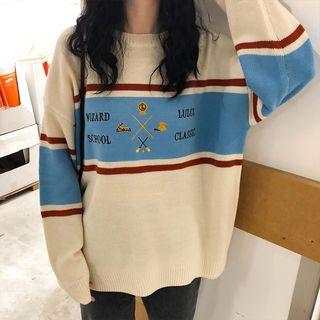 Color Block Embroidered Sweater