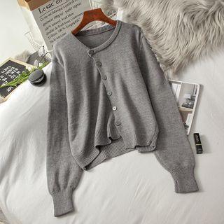 Round-neck Asymmetrical Cardigan