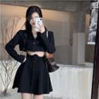 Cropped Blazer / High Waist A-line Mini Skirt