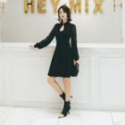 Long-sleeve Frog-button A-line Dress
