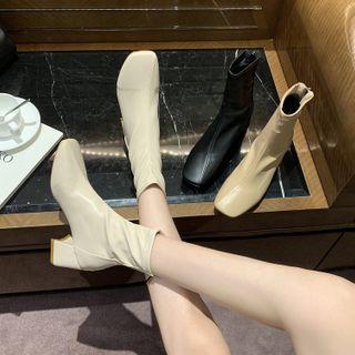 Block-heel Square Toe Ankle Boots