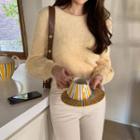 Fluffy Woolen Slim-fit Knit Top