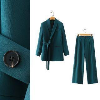 Wrapped Blazer / Wide Leg Dress Pants / Set