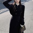 Plain Midi A-line Skirt / Cardigan