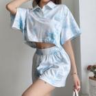 Short-sleeve Tie Dye Polo Shirt / Shorts / Set