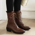 Lace-up Low Heel Tall Boots
