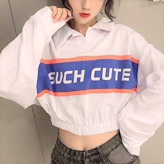 Loose-fit Elastic-waist Lettering Polo Shirt