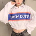 Loose-fit Elastic-waist Lettering Polo Shirt