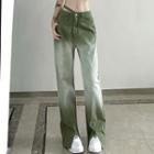 Gradient Slit Straight Leg Jeans